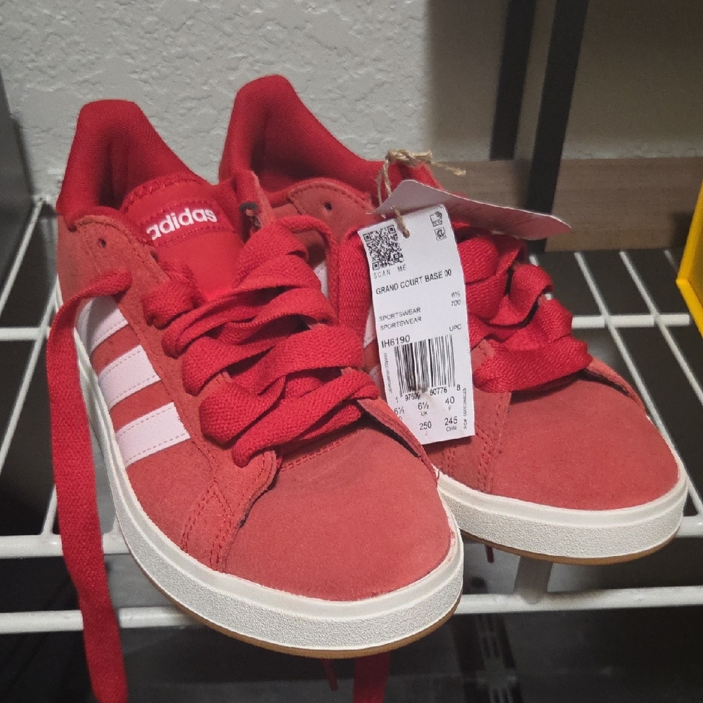 adidas Red and White Grand Court Base Men's Sneakers
